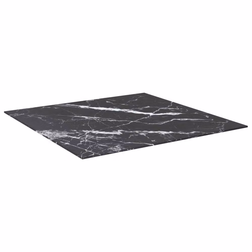 Berkfield Home Black Marble Design Tempered Glass Table Top, W: 80 cm, D: 80 cm, H: 0.6 cm – 2