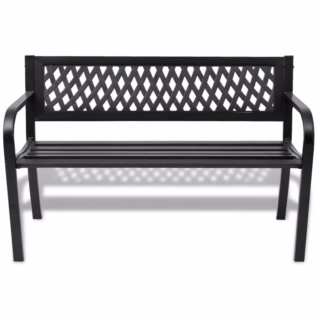 Berkfield Home Modern Garden Bench in Matt Black Metal – 2