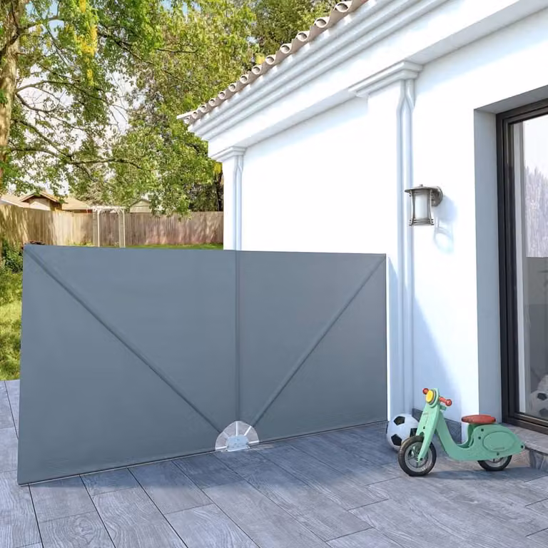 Berkfield Home Durable Collapsible Terrace Side Awning in Grey, W: 300 cm, H: 150 cm