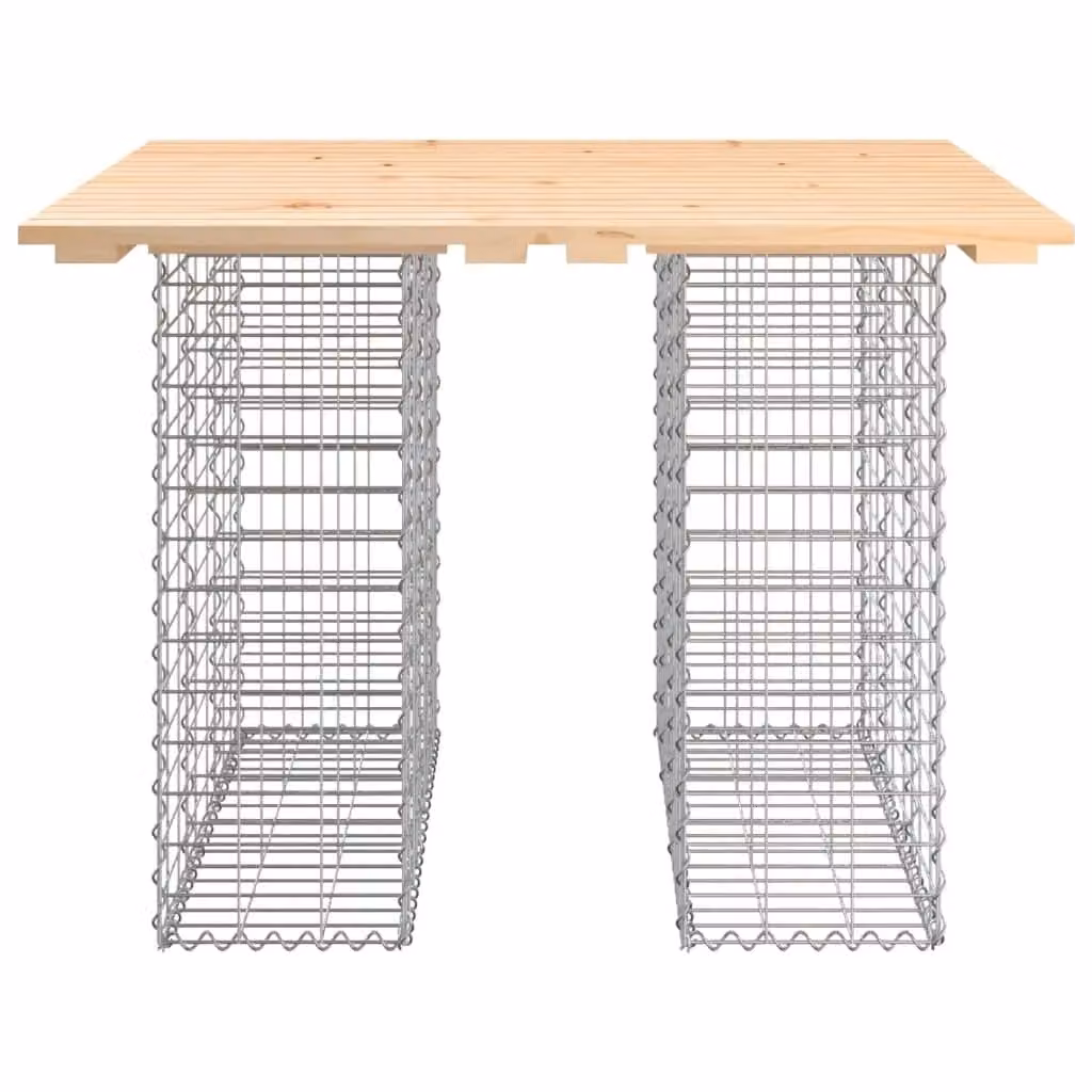 Berkfield Home Gabion Design Garden Bench in Brown Solid Pine Wood, W/D/H: 100 x 102 x 72 cm