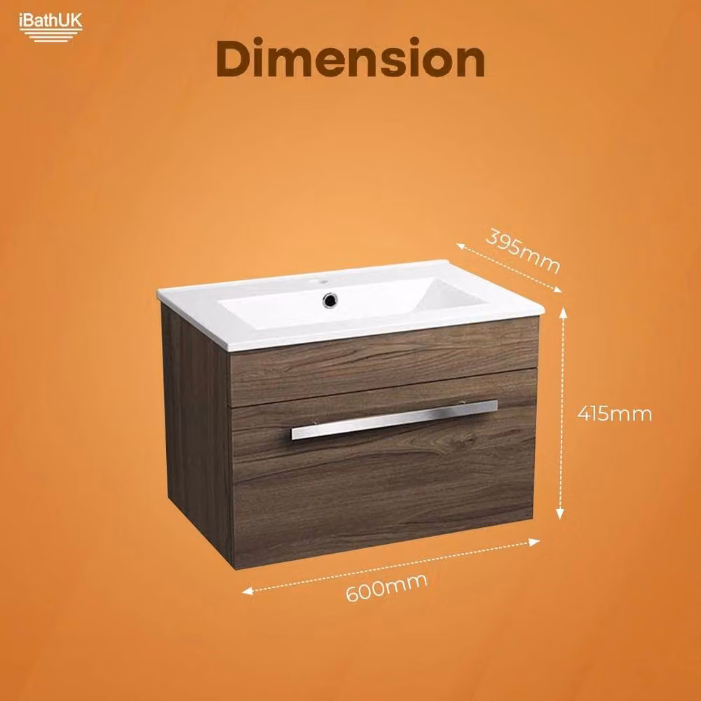 SPETLEK Brown Wall Mounted Ceramic Bathroom Vanity Basin Sink Unit – 3