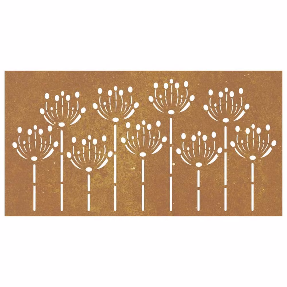 Berkfield Home Brown Corten Steel Floral Wall Decoration, W: 105 cm, H: 55 cm – 3
