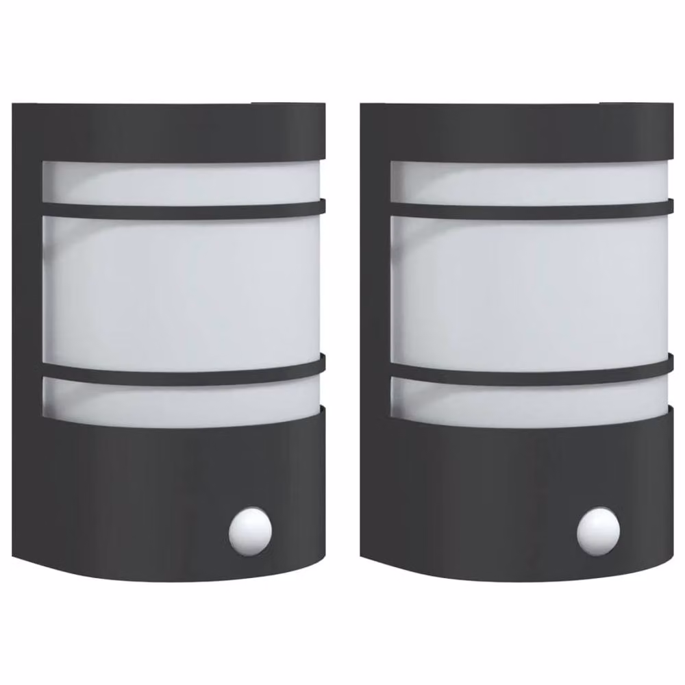 Berkfield Home Set of 2 Black Stainless Steel Outdoor Wall Lights with Motion Sensor – 2