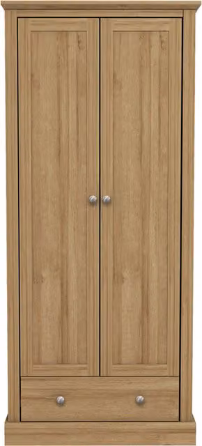 LPD Home Devon 2-Door Wardrobe in Oak Brown