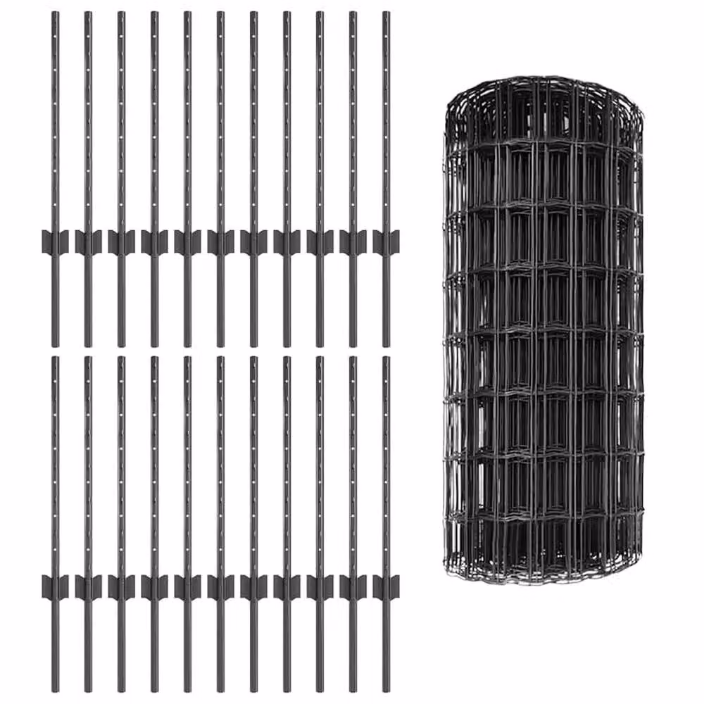 Berkfield Home Euro Fence Grey PVC Coated Steel with 22 U Posts, 0.6 x 50 m – 3