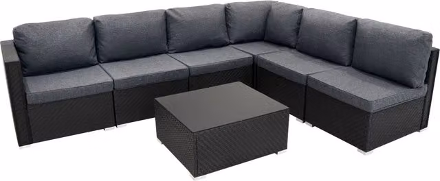 Monstershop Rattan Modular 7 Piece Furniture Set in Black