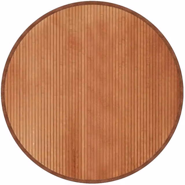 Berkfield Home Round Bamboo Rug in Brown, Diameter: 100 cm