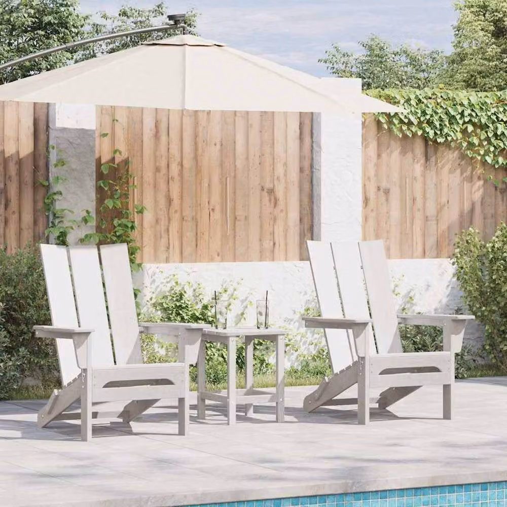 Berkfield Home Set of 2 Foldable Adirondack Chairs in White, W/D/H: 74.5 x 80.5 x 90 cm – 2