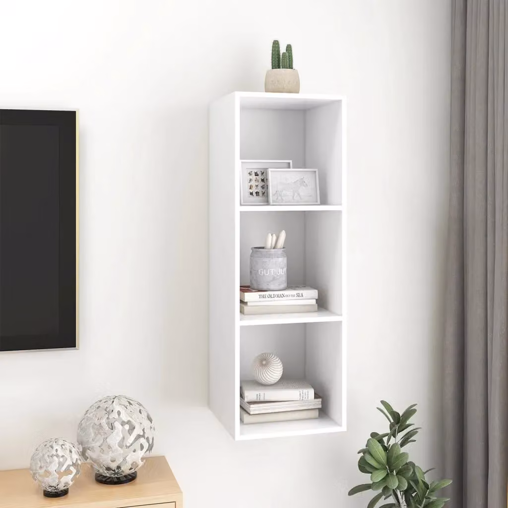 Berkfield Home Wall-mounted White MDF TV Cabinet W/D/H: 37 x 37 x 107 cm – 2