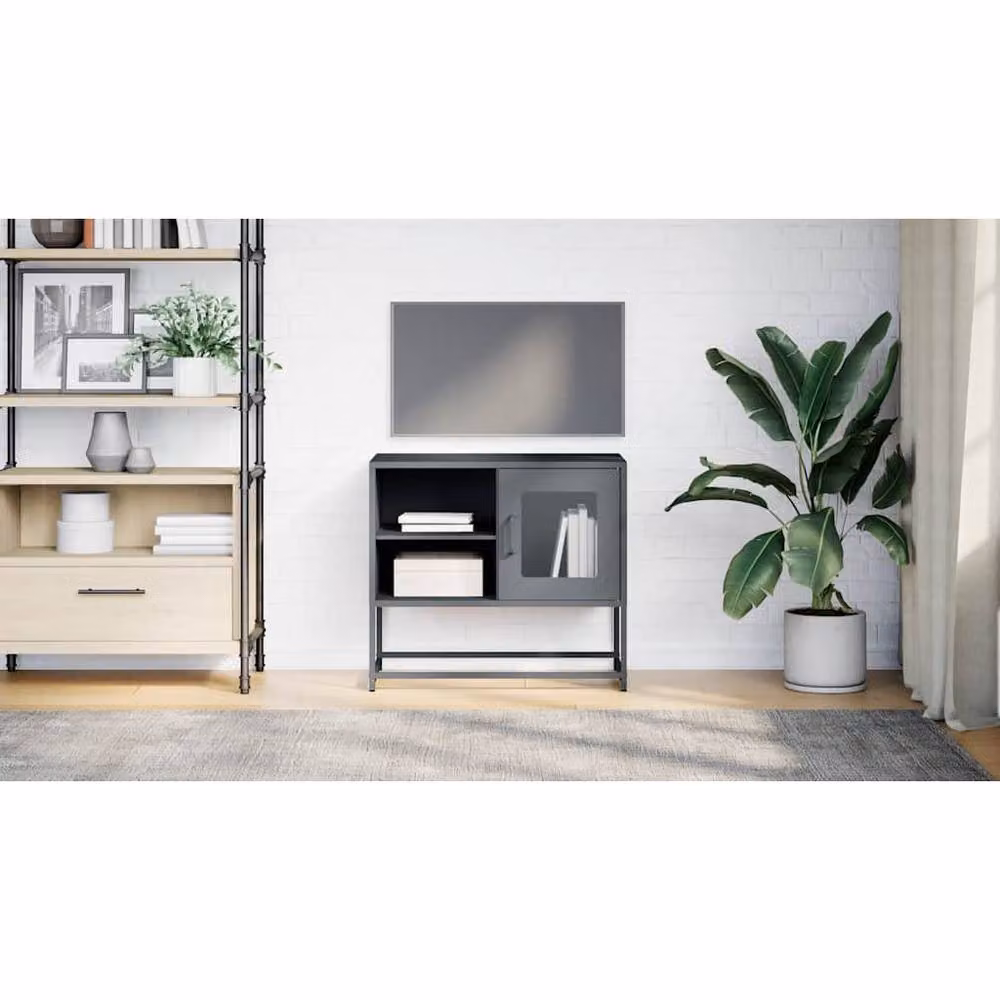 Berkfield Home Industrial Metal TV Cabinet in Anthracite Grey, W/D/H: 68 x 39 x 60.5 cm – 2