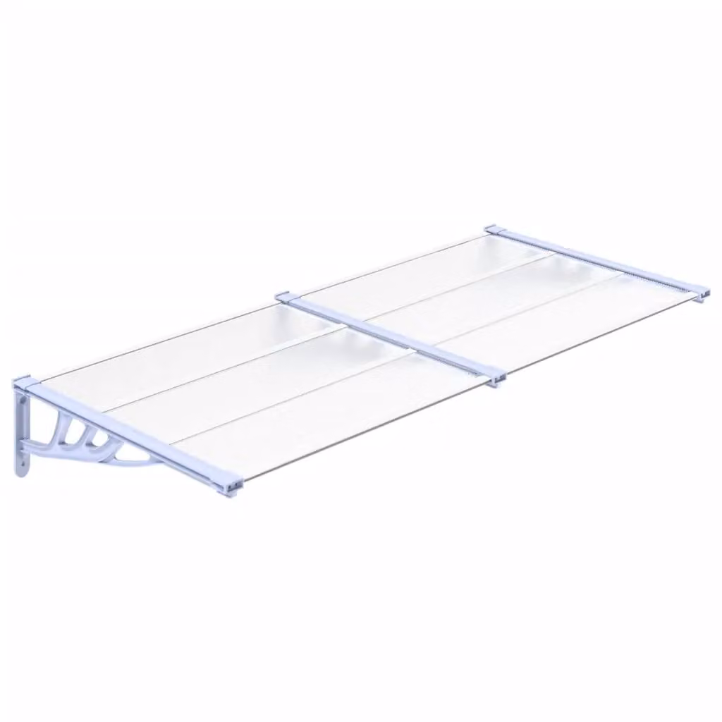 Berkfield Home Polycarbonate and Aluminium Door Canopy in Grey and Transparent, W: 90 cm, H: 199 cm – 2