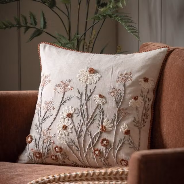 Terrys Floral Square Feather Filled Cushion, Multicolour, W/D/H: 45 x 45 x 1 cm
