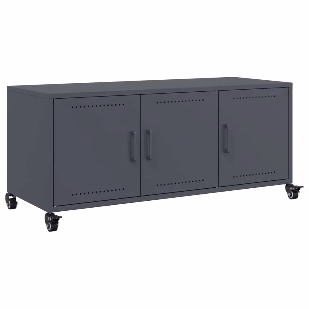 Berkfield Home Industrial TV Cabinet in Anthracite and Black Metal, W/D/H: 100.5 x 39 x 43.5 cm – 2