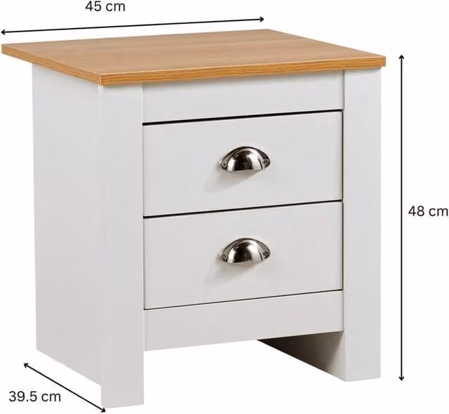 NESTLUNE Modern White 2 Drawer Bedside Bedroom Furniture W: 100 cm, D: 15 cm, H: 15 cm