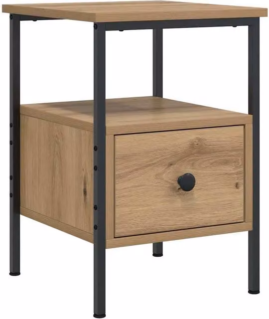 Berkfield Home Artisan Oak Bedside Cabinet in Brown, W/D/H: 34 x 36 x 50 cm