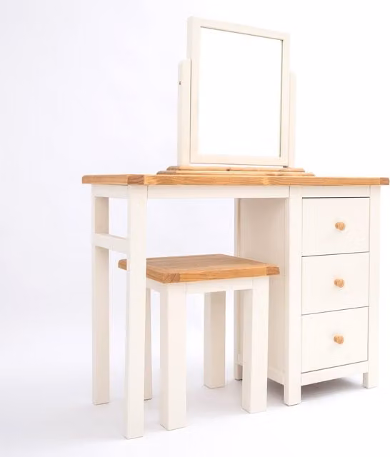 Cabinet Bits Maggiori 3 Drawer Dressing Table Set in Off-White Wood