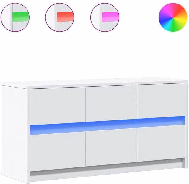 Berkfield Home Modern Glossy White TV Cabinet with LED, W/D/H: 100 x 34 x 50 cm – 1
