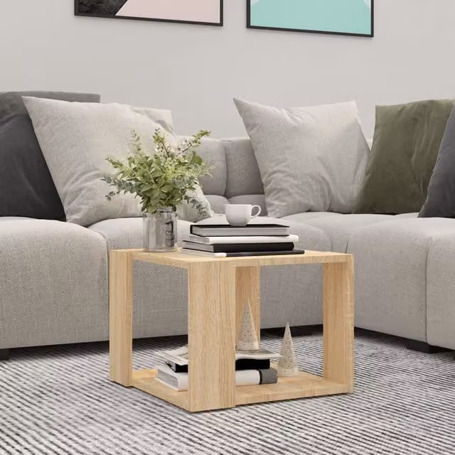 Berkfield Home Sonoma Oak Coffee Table in Brown, W/D/H: 40 x 40 x 30 cm