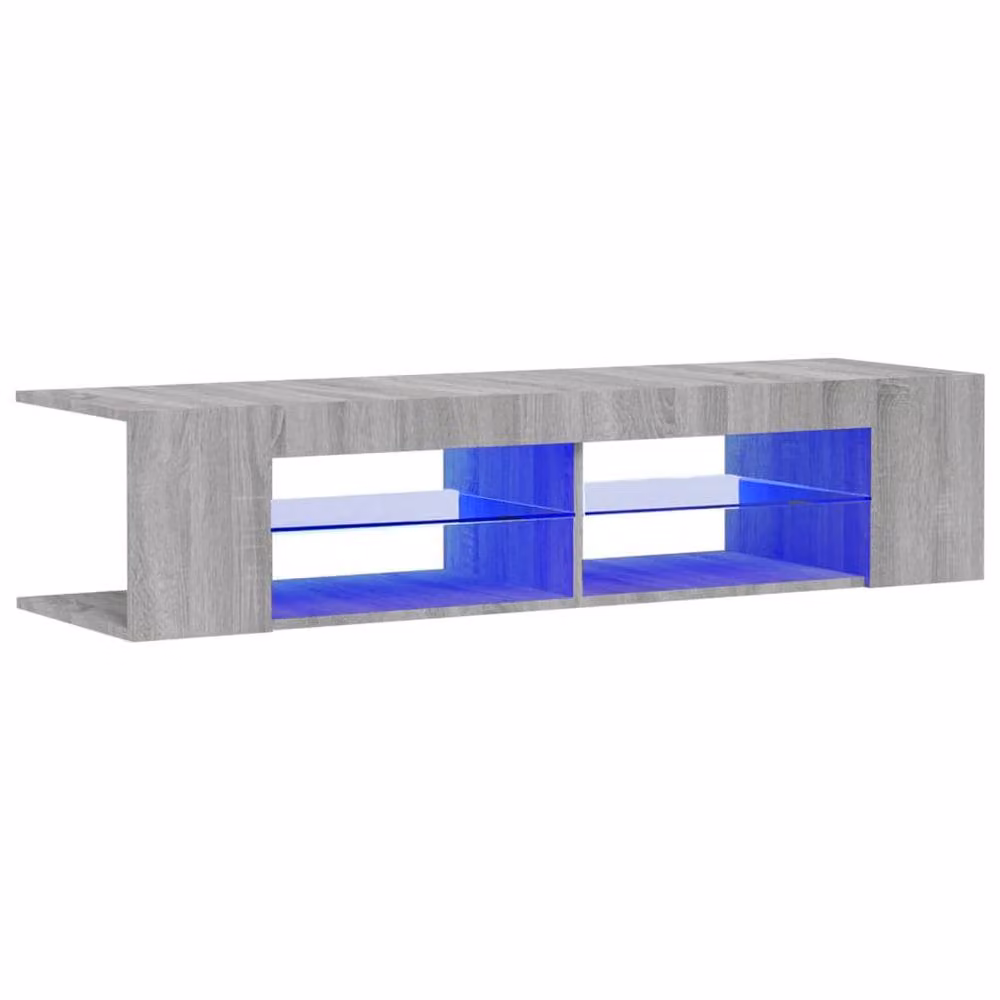 Berkfield Home Modern TV Cabinet with LED Lights in Grey Sonoma, W: 135 cm, D: 39 cm, H: 30 cm – 2