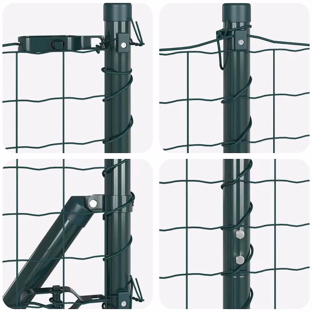 Berkfield Home Green Euro Fence with 13 Posts, Galvanised Steel, W: 25 m, H: 1.2 m – 6