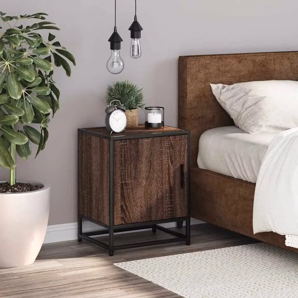 Berkfield Home Bedside Cabinet in Brown Oak, W/D/H: 40 x 31 x 50 cm – 3