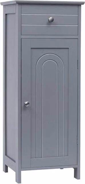KORVIXA Grey Floor Standing Bathroom Storage Cabinet with Hinged Doors and Internal Shelves W/D/H: 100 x 100 x 100 cm – 1