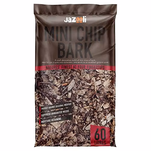 Jazooli 60L Brown Fine Pine and Spruce Bark Chippings for Garden Mulch
