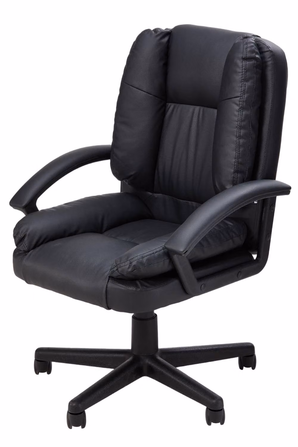 Garden Sanctuary Modern Black Synthetic Leather Reclining Office Task Chair with Headrest and Armrests – 2