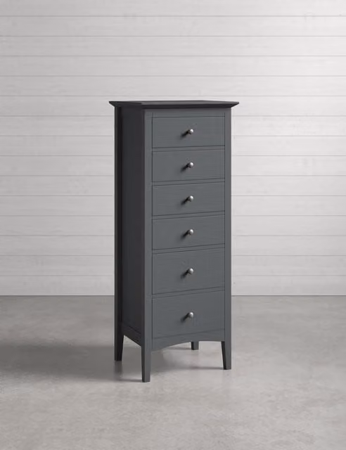 M&S Hastings Tall 6 Drawer Chest in Dark Grey