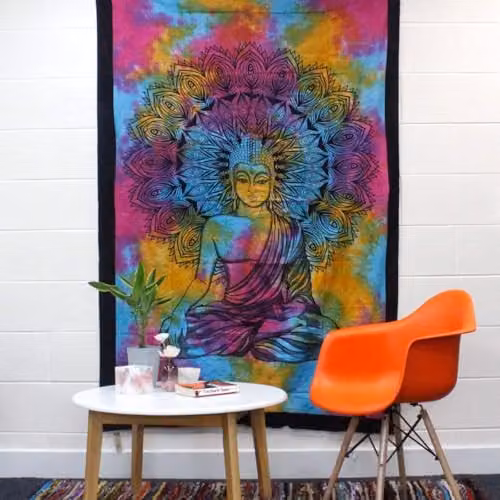 KDMD Peaceful Buddha Single Cotton Bedspread and Wall Hanging Set, Multicolour – 3