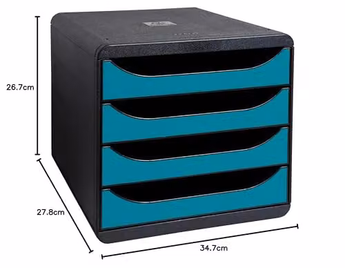 Exacompta Skandi Big Box Filing Module 4 Drawers in Blue for A4 Documents – 2