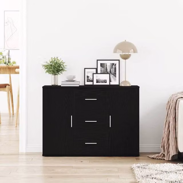 Berkfield Home Black Oak Sideboard, W/D/H: 91 x 29.5 x 65 cm – 1