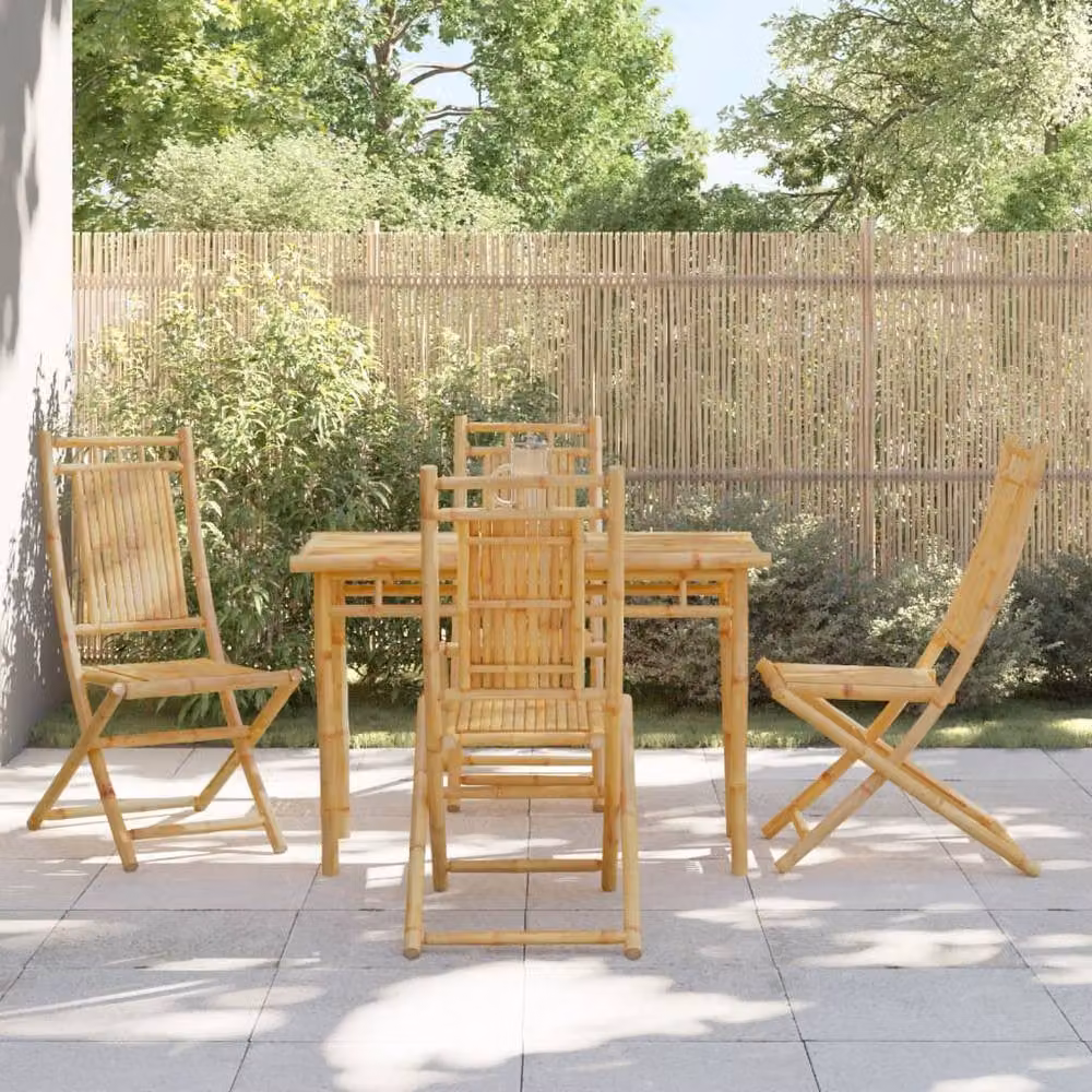 Berkfield Home Set of 4 Folding Bamboo Garden Chairs in Brown, W/D/H: 46 x 46 x 99 cm – 2