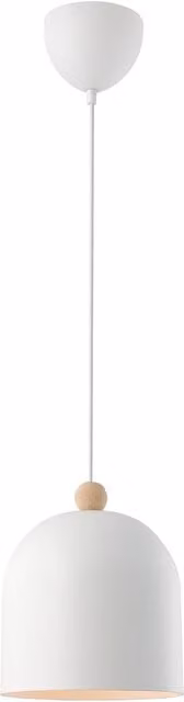 Nordlux Gaston Round Suspended Pendant Light in White Metal and Wood, Diameter: 20 cm, E27 – 1