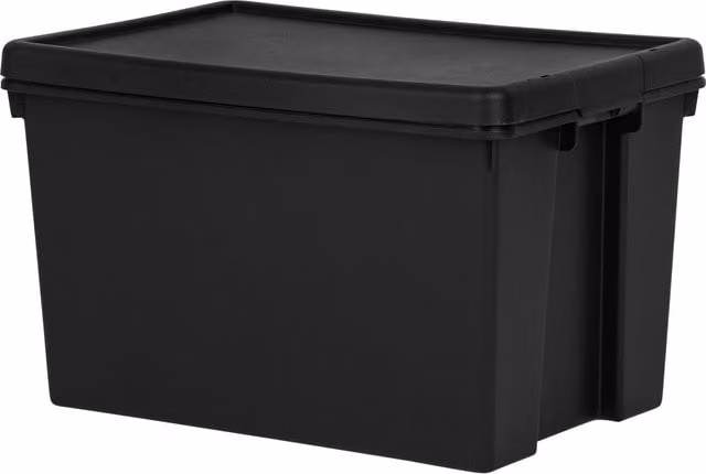 Wham Black Recycled Plastic Storage Box with Lid, 62l