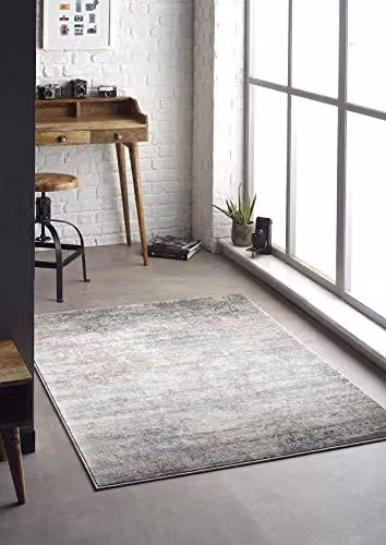 Rugs Direct Origin Poetic Reflection Grey Abstract Modern Rectangular Rug, W: 80 cm, L: 150 cm
