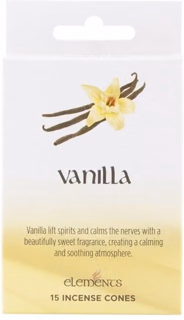 Elements Vanilla Incense Cones, 12 Packets, White