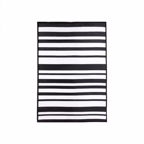 Charles Bentley Striped Woven Outdoor Garden Rug, Black and Multicolour, W/D: 170 x 120 cm – 1