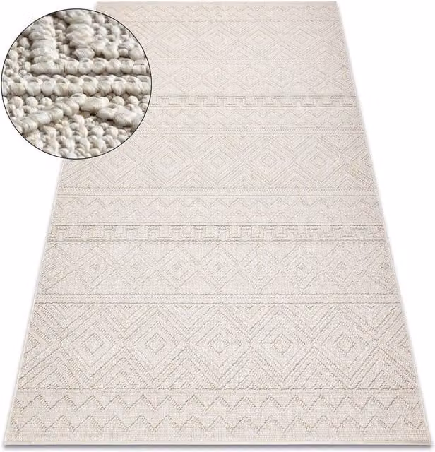 RugsX Origi Geometric Flat Weave Rug in Yellow and Beige, W/D: 120 x 170 cm
