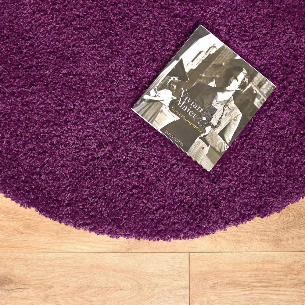 Bravich LTD California Thick Shaggy Round Rug in Green or Purple – 4