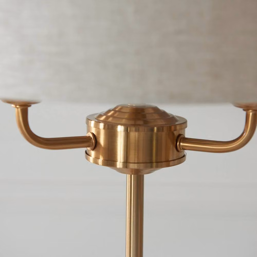 Netlighting Highclere Table Lamp with Round Linen Shade in Gold and Brass, 3x E14 – 2