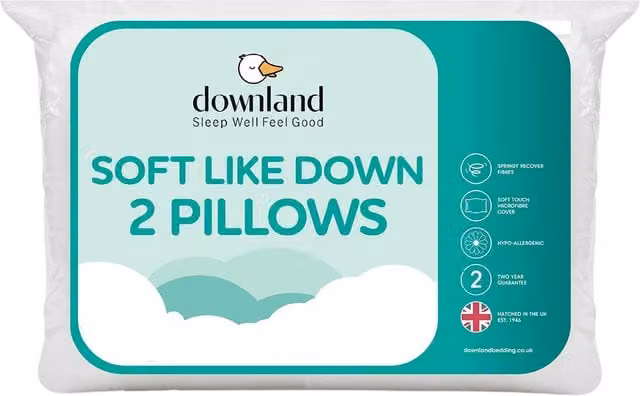 Downland Soft Like Down Microfibre Pillow Pair in White