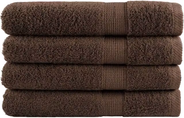 Berkfield Home SOLUND Premium Cotton Terry Towels, 4-Piece Set, Brown, W: 100 cm, L: 200 cm, 600gsm – 1