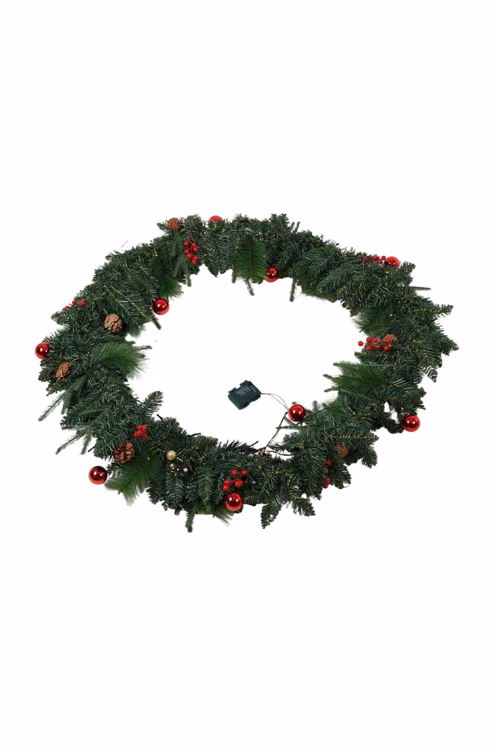 Living and Home Christmas Wreath with Multicolour LED Lights in Red and Green – 4