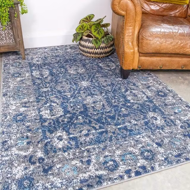Kukoon Blue Woven Oscar Vintage Rectangular Rug W/D: 60 x 240 cm