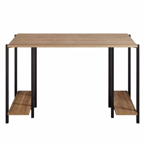 DECOROTIKA Reader Industrial Computer Desk with Metal Frame and Wood Top, Black and Brown, W: 120 cm, D: 60 cm, H: 73.8 cm – 2