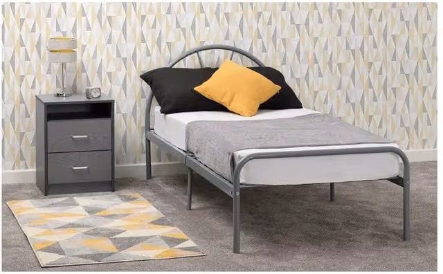 Seconique Nova Modern Metal Single Bed Frame in Silver, W/D/H: 90 x 190 cm – 2