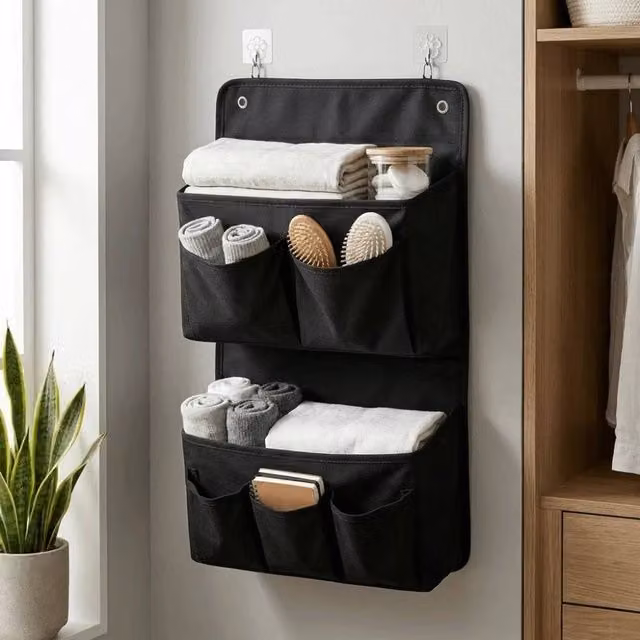 FORGEVIO Space-Saving Hanging Pocket Storage Bag in Black, Grey or White – 1