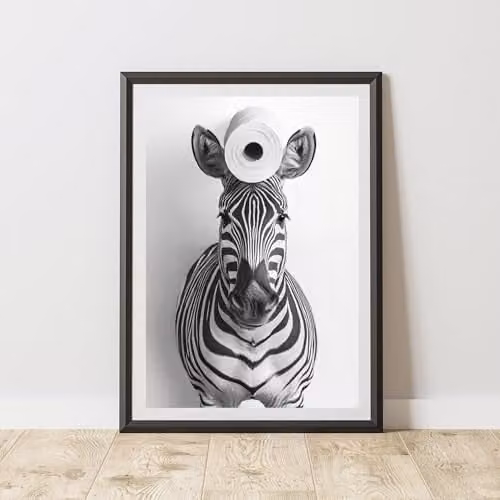 60 SECOND MAKEOVER Zebra Toilet Roll Animal Print Paper Poster, W: 29.7 cm, H: 29.7 cm