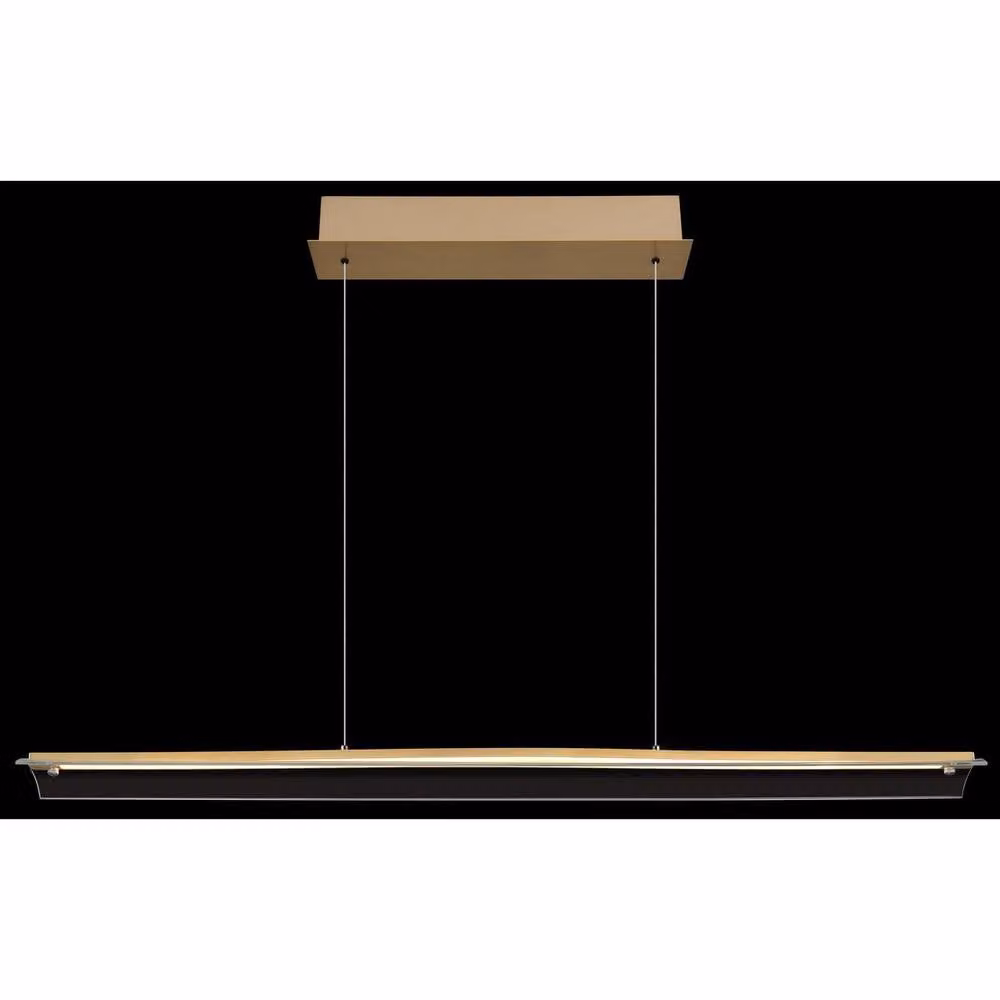 Netlighting Muriella Bar Pendant Light in Gold and Brass with Transparent Glass Shade and Warm White LED – 2